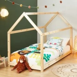 Baita Lits Enfant Lit Enfant Cabane Pin Naturel 70x140 Sommier Inclus Bois Clair -Lits enfant Soldes lit enfant cabane pin naturel 70x140 sommier inclus bois clair 3