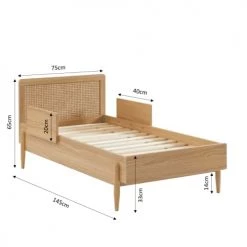 Baita Lits Enfant Lit Enfant Cannage Rotin Et Effet Bois 70x140 Sommier Inclus -Lits enfant Soldes lit enfant cannage rotin et effet bois 70x140 sommier inclus 2
