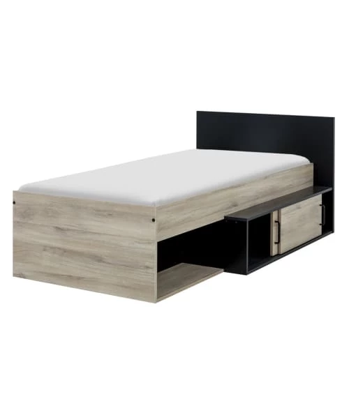 Calicosy Lits Enfant Lit Enfant Compact Et Rangements - Chêne Et Noir 90x200 4 Calicosy Lits Enfant Lit Enfant Compact Et Rangements - Chêne Et Noir 90x200 – Image 4