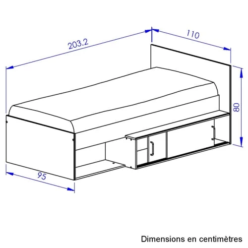 Calicosy Lits Enfant Lit Enfant Compact Et Rangements - Chêne Et Noir 90x200 5 Calicosy Lits Enfant Lit Enfant Compact Et Rangements - Chêne Et Noir 90x200 – Image 5