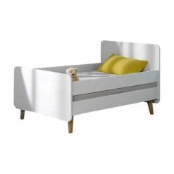 ID Kids Lits Enfant Lit Enfant évolutif Avec Barrières 90x190 Cm Bois Massif Blanc