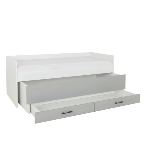 Calicosy Lits Enfant Lit Enfant Gigogne Avec Tiroir - Blanc Et Gris 90x200 3 Calicosy Lits Enfant Lit Enfant Gigogne Avec Tiroir - Blanc Et Gris 90x200 – Image 3