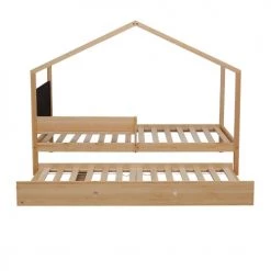 ATHM DESIGN Lits Enfant Lit Enfant Gigogne Pin Naturel Beige Sommier 190x90cm -Lits enfant Soldes lit enfant gigogne pin naturel beige sommier 190x90cm 4