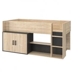 Calicosy Lits Enfant Lit Enfant Haut Avec Rangements - Décor Chêne 90x200