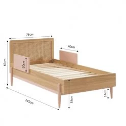 Baita Lits Enfant Lit Enfant Rose Et Cannage Rotin 70x140 Sommier Inclus -Lits enfant Soldes lit enfant rose et cannage rotin 70x140 sommier inclus 2