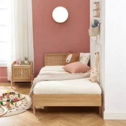 Baita Lits Enfant Lit Enfant Rose Et Cannage Rotin 90x190 Sommier Inclus -Lits enfant Soldes lit enfant rose et cannage rotin 90x190 sommier inclus 2