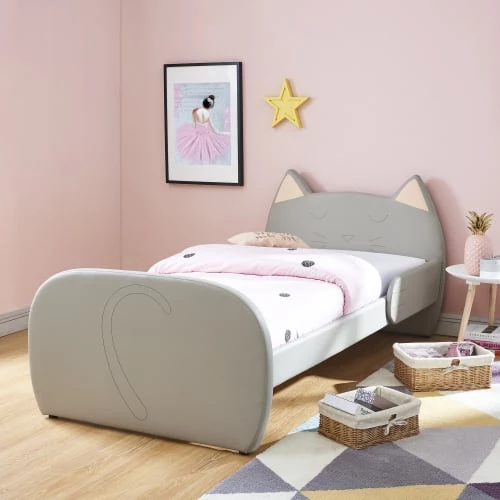 Baita Lits Enfant Lit Enfant Simili Gris 90x190 Sommier Inclus 2 Baita Lits Enfant Lit Enfant Simili Gris 90x190 Sommier Inclus – Image 2