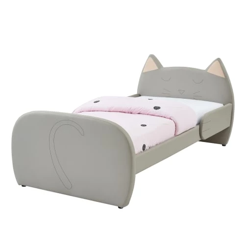 Baita Lits Enfant Lit Enfant Simili Gris 90x190 Sommier Inclus 3 Baita Lits Enfant Lit Enfant Simili Gris 90x190 Sommier Inclus – Image 3