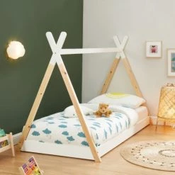 Baita Lits Enfant Lit Enfant Tipi Pin Blanc 90x190 Sommier Inclus -Lits enfant Soldes lit enfant tipi pin blanc 90x190 sommier inclus 2