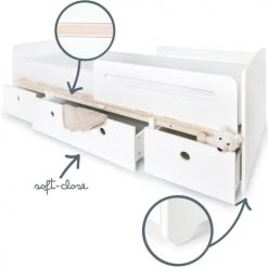 Wookids Lits Enfant Lit évolutif 90x200cm Façades Blanc -Lits enfant Soldes lit evolutif 90x200cm facades blanc 2