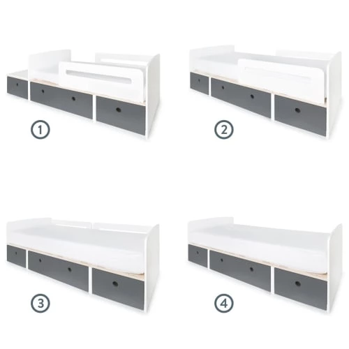 Wookids Lits Enfant Lit évolutif 90x200cm Gris Espace 2 Wookids Lits Enfant Lit évolutif 90x200cm Gris Espace – Image 2