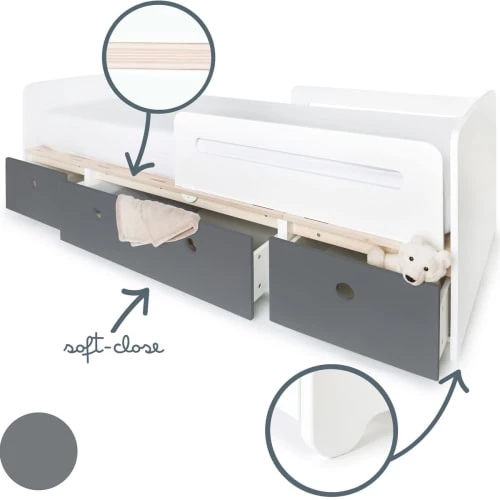 Wookids Lits Enfant Lit évolutif 90x200cm Gris Espace 3 Wookids Lits Enfant Lit évolutif 90x200cm Gris Espace – Image 3