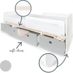 Wookids Lits Enfant Lit évolutif 90x200cm Gris Perle -Lits enfant Soldes lit evolutif 90x200cm gris perle 2