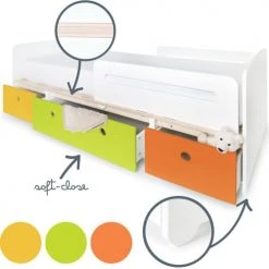 Wookids Lits Enfant Lit évolutif 90x200cm Jaune-citron Vert-orange -Lits enfant Soldes lit evolutif 90x200cm jaune citron vert orange 6