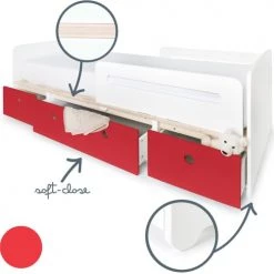 Wookids Lits Enfant Lit évolutif 90x200cm Rouge -Lits enfant Soldes lit evolutif 90x200cm rouge 2