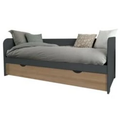 ID Kids Lits Enfant Lit Gigogne 80x200 Cm Bois Massif Gris Et Bois -Lits enfant Soldes lit gigogne 80x200 cm bois massif gris et bois 4