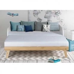 ID Kids Lits Enfant Lit Gigogne 80x200 Cm Effet Bois Blanc Et Bois -Lits enfant Soldes lit gigogne 80x200 cm effet bois blanc et bois 2