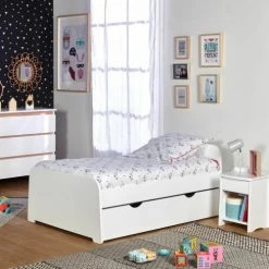 ID Kids Lits Enfant Lit Gigogne 90x190 Cm Bois Massif Blanc -Lits enfant Soldes lit gigogne 90x190 cm bois massif blanc 8