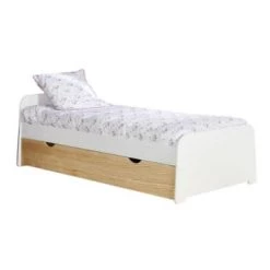 ID Kids Lits Enfant Lit Gigogne 90x190 Cm Bois Massif Blanc Et Bois -Lits enfant Soldes lit gigogne 90x190 cm bois massif blanc et bois 7