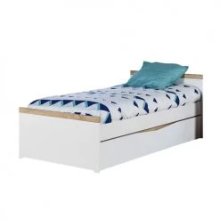ID Kids Lits Enfant Lit Gigogne 90x190 Cm Effet Bois Blanc Et Bois