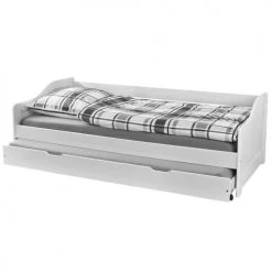 Altobuy Lits Enfant Lit Gigogne 90x190cm Bois Massif Vernis Blanc -Lits enfant Soldes lit gigogne 90x190cm bois massif vernis blanc 3