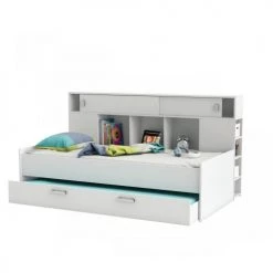 Terre De Nuit Lits Enfant Lit Gigogne 90x200 Blanc Perle -Lits enfant Soldes lit gigogne 90x200 blanc perle 2