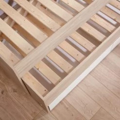 Nateo Concept Lits Enfant Lit Gigogne 90x200 Cm + 2 Tiroirs De Rangement Bois Et Blanc -Lits enfant Soldes lit gigogne 90x200 cm 2 tiroirs de rangement bois et blanc 4