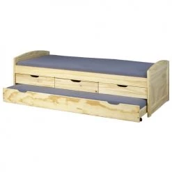 Altobuy Lits Enfant Lit Gigogne 90x200cm + 3 Tiroirs Bois Massif