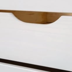 Altobuy Lits Enfant Lit Gigogne 90x200cm + 3 Tiroirs Bois Massif Vernis Blanc -Lits enfant Soldes lit gigogne 90x200cm 3 tiroirs bois massif vernis blanc 4