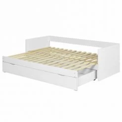 ID Kids Lits Enfant Lit Gigogne Avec Tiroirs 80x200 Cm Effet Bois Blanc -Lits enfant Soldes lit gigogne avec tiroirs 80x200 cm effet bois blanc 4