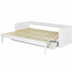 ID Kids Lits Enfant Lit Gigogne Avec Tiroirs 80x200 Cm Effet Bois Blanc -Lits enfant Soldes lit gigogne avec tiroirs 80x200 cm effet bois blanc 5