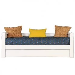 ID Kids Lits Enfant Lit Gigogne Banquette 80x200 Cm Bois Massif Blanc