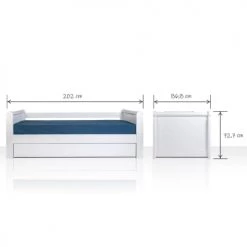 ID Kids Lits Enfant Lit Gigogne Banquette 80x200 Cm Bois Massif Blanc -Lits enfant Soldes lit gigogne banquette 80x200 cm bois massif blanc 3