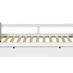 Nateo Concept Lits Enfant Lit Gigogne Banquette 90 X 190 Blanc Et Pin