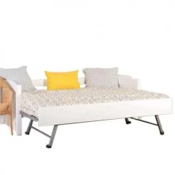 ID Kids Lits Enfant Lit Gigogne Banquette Avec 2 Matelas 80x200 Cm Bois Massif Blanc -Lits enfant Soldes lit gigogne banquette avec 2 matelas 80x200 cm bois massif blanc 2