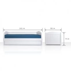 ID Kids Lits Enfant Lit Gigogne Banquette Avec 2 Matelas 80x200 Cm Bois Massif Blanc -Lits enfant Soldes lit gigogne banquette avec 2 matelas 80x200 cm bois massif blanc 3