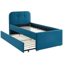 Homifab Lits Enfant Lit Gigogne Enfant En Tissu Bleu Canard - 90x190 Cm