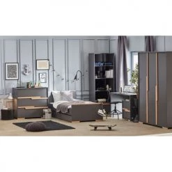 Pinio Lits Enfant Lit Junior 90x200 Gris Naturel -Lits enfant Soldes lit junior 90x200 gris naturel 3