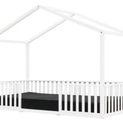 Bopita Lits Enfant Lit Maison 90x200 Blanc En Hêtre -Lits enfant Soldes lit maison 90x200 blanc en hetre 2