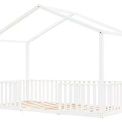 Bopita Lits Enfant Lit Maison 90x200 Blanc En Hêtre