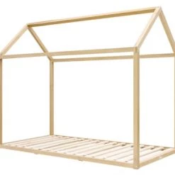 Bopita Lits Enfant Lit Maison 90x200 Naturel -Lits enfant Soldes lit maison 90x200 naturel 2