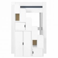 ID Kids Lits Enfant Lit Mezzanine 120x190 Cm Bois Massif Blanc -Lits enfant Soldes lit mezzanine 120x190 cm bois massif blanc 4