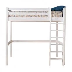 ID Kids Lits Enfant Lit Mezzanine 120x190 Cm Bois Massif Blanc