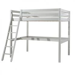 Vipack Lits Enfant Lit Mezzanine 140x200 Sommier Inclus Bureau Blanc