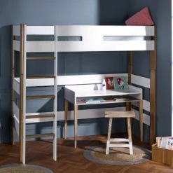 Nateo Concept Lits Enfant Lit Mezzanine 90x190 Blanc Et Hêtre -Lits enfant Soldes lit mezzanine 90x190 blanc et hetre 2