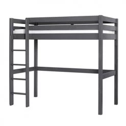 ID Kids Lits Enfant Lit Mezzanine 90x190 Cm Bois Massif Anthracite