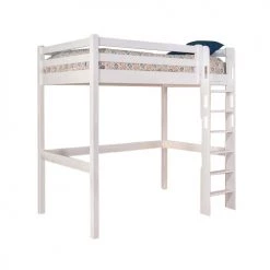 ID Kids Lits Enfant Lit Mezzanine 90x190 Cm Bois Massif Blanc