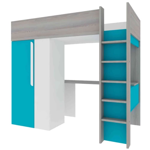 Terre De Nuit Lits Enfant Lit Mezzanine 90x200 Avec Armoire Intégrée En Bois Bleu 2 Terre De Nuit Lits Enfant Lit Mezzanine 90x200 Avec Armoire Intégrée En Bois Bleu – Image 2