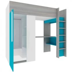 Terre De Nuit Lits Enfant Lit Mezzanine 90x200 Avec Armoire Intégrée En Bois Bleu 5 Terre De Nuit Lits Enfant Lit Mezzanine 90x200 Avec Armoire Intégrée En Bois Bleu -Lits enfant Soldes lit mezzanine 90x200 avec armoire integree en bois bleu 2