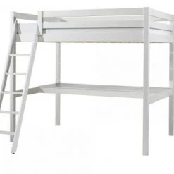 Vipack Lits Enfant Lit Mezzanine 90x200 Incliné + Bureau Blanc